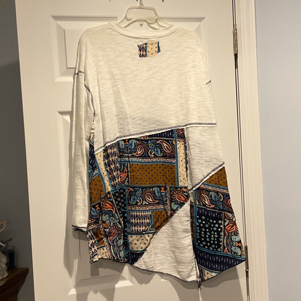 Pol White And Blue Patchwork Tunic - image 2